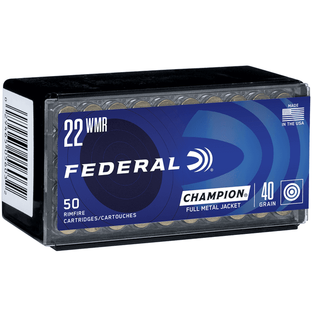 Federal 737 Champion Training Rimfire 22 WMR 40 gr Full Metal Jacket 50 Per Box Federal 737 Champion Training Rimfire 22 WMR 40 gr Full Metal Jacket 50 Per Box