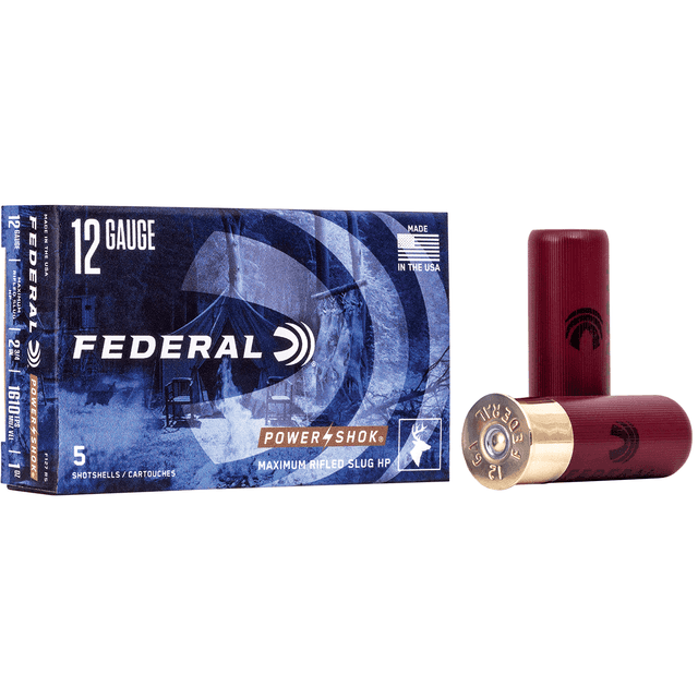 Federal F127RS Power-Shok Shotshell 12 Gauge 2.75" 1 oz Rifled Slug Shot 5 Per Box Federal F127RS Power-Shok Shotshell 12 Gauge 2.75" 1 oz Rifled Slug Shot 5 Per Box
