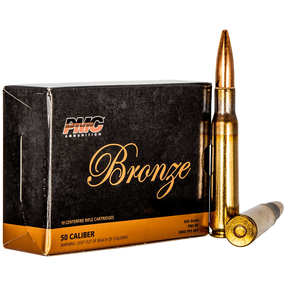 PMC 50A Bronze 50 BMG 660 gr Full Metal Jacket Boat Tail 10 Per Box PMC 50A Bronze 50 BMG 660 gr Full Metal Jacket Boat Tail 10 Per Box