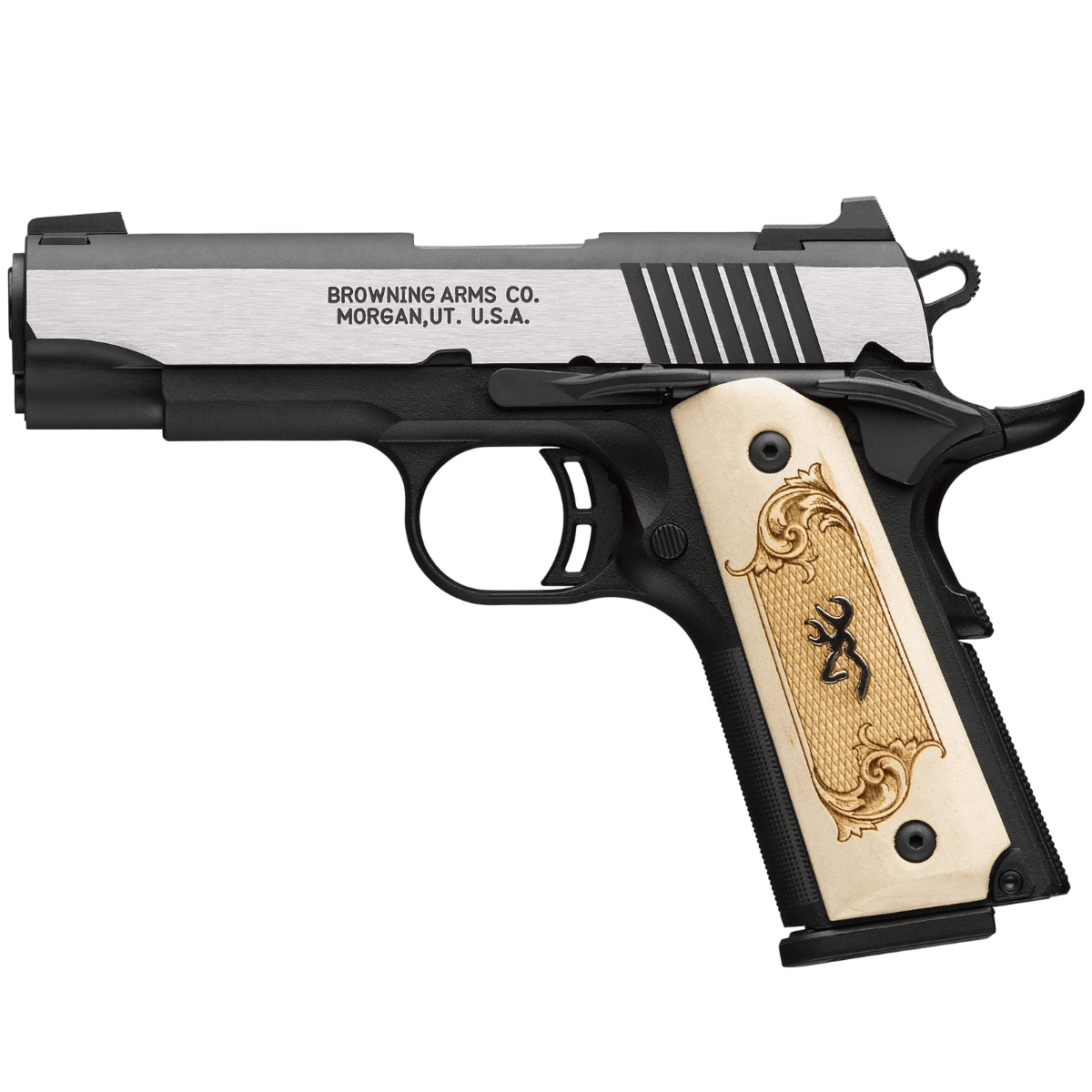 Browning 1911-380 Black Label Medallion Maple Compact 380 ACP with 3.63" Stainless Steel Barrel - 051999492 Browning 1911-380 Black Label Medallion Maple Compact 380 ACP with 3.63" Stainless Steel Barrel - 051999492