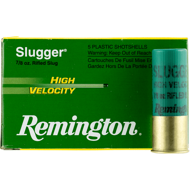 Remington Ammunition 28604 Slugger High Velocity 12 Gauge 3" 7/8 oz Rifled Slug Shot 5 Per Box Remington Ammunition 28604 Slugger High Velocity 12 Gauge 3" 7/8 oz Rifled Slug Shot 5 Per Box