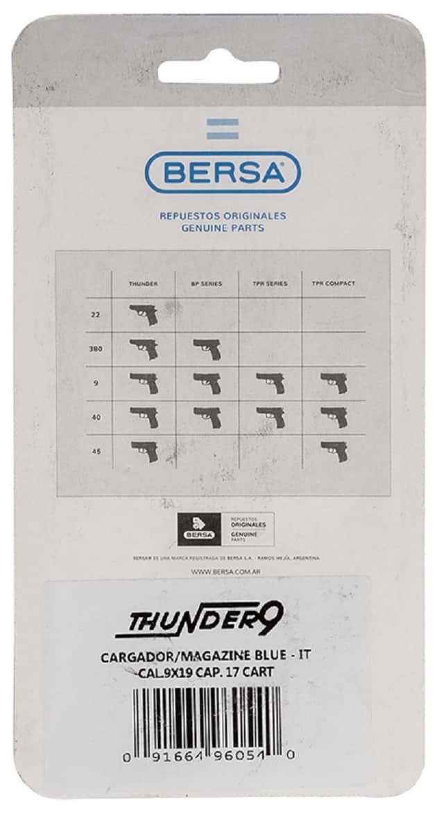 Bersa Thunder 17rd 9mm Luger Caliber Black Steel Magazine - THUN9MHCMAG Bersa Thunder 17rd 9mm Luger Caliber Black Steel Magazine - THUN9MHCMAG
