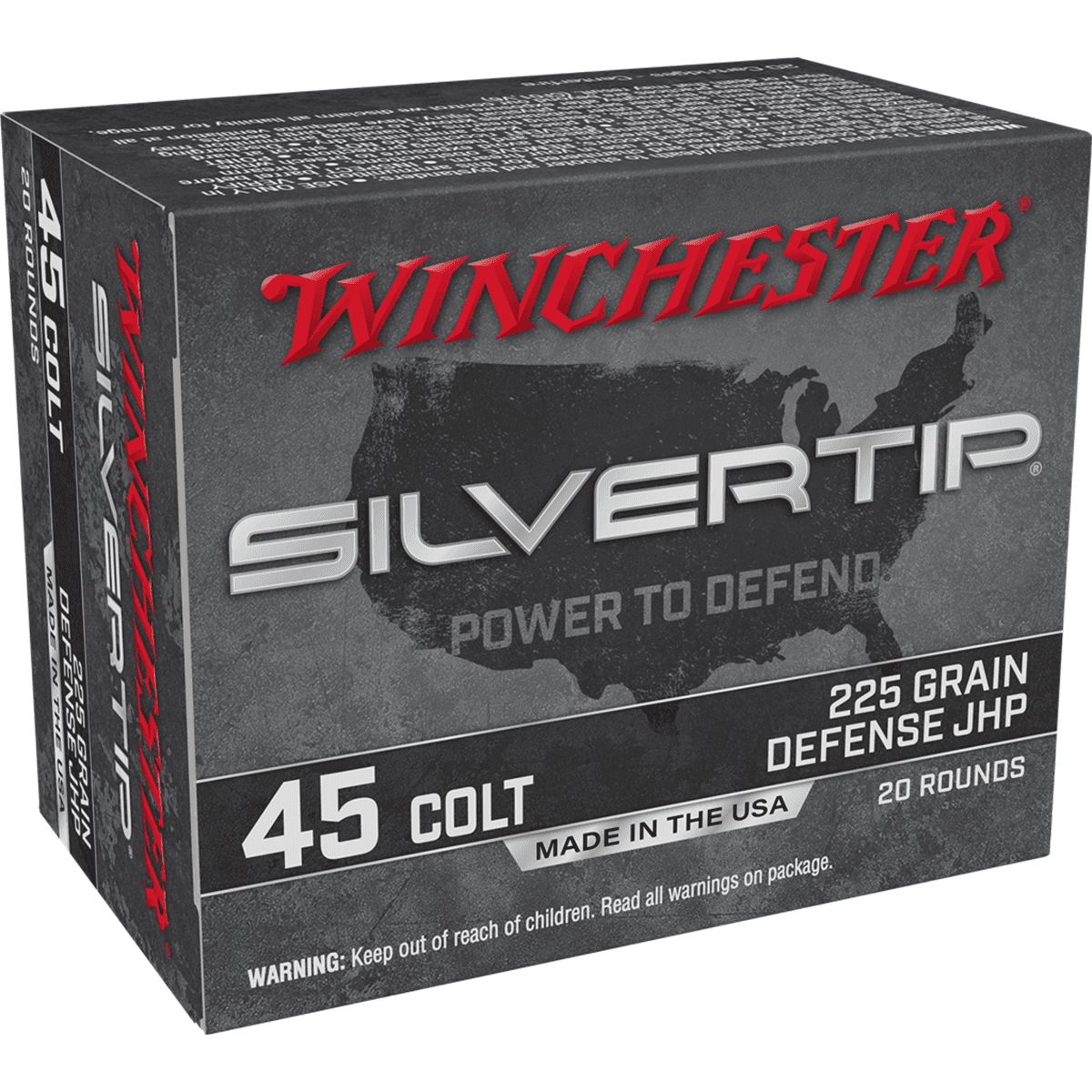 Winchester Ammo W45CST Silvertip 45 Colt 225 gr Self Defense Ammo Jacket Hollow Point 20 Per Box Winchester Ammo W45CST Silvertip 45 Colt 225 gr Self Defense Ammo Jacket Hollow Point 20 Per Box