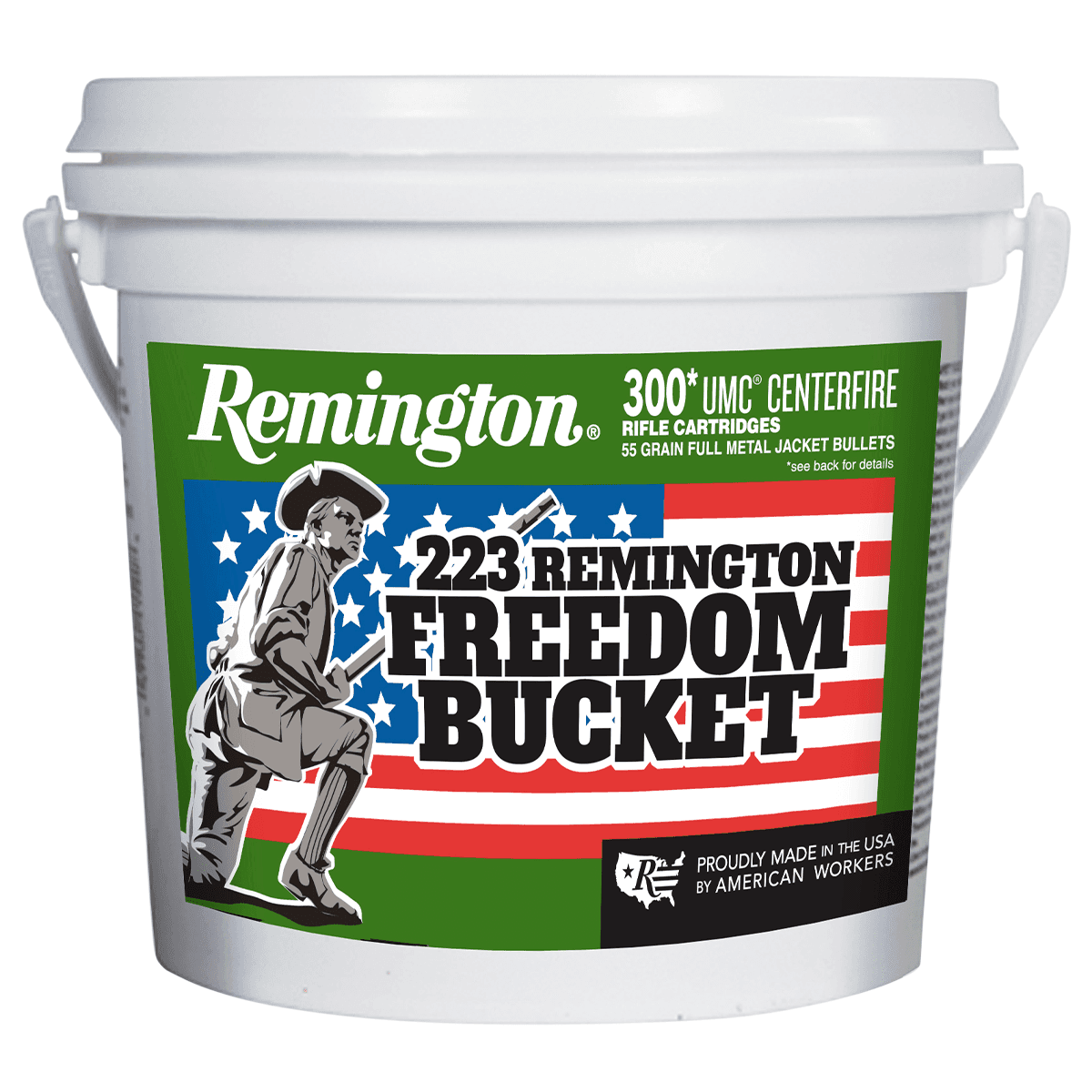 Remington Ammunition 23897 UMC Freedom Bucket 223 Rem 55 gr Full Metal Jacket Remington Ammunition 23897 UMC Freedom Bucket 223 Rem 55 gr Full Metal Jacket
