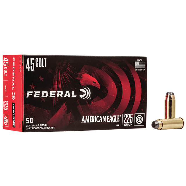 Federal AE45LC American Eagle Handgun 45 Colt 225 gr Jacketed Soft Point 50 Per Box Federal AE45LC American Eagle Handgun 45 Colt 225 gr Jacketed Soft Point 50 Per Box