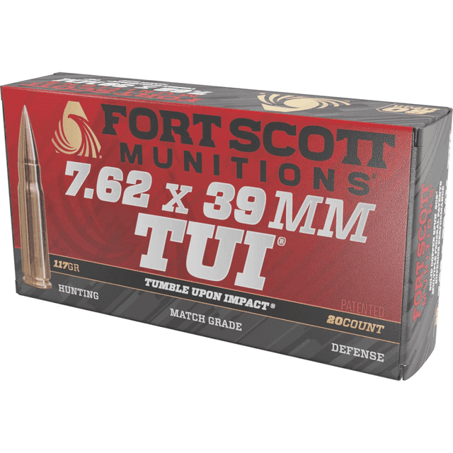 Fort Scott Munitions 762X39117SCV Tumble Upon Impact (TUI) Rifle 7.62x39mm 117 gr Solid Copper Spun 20 Per Box Fort Scott Munitions 762X39117SCV Tumble Upon Impact (TUI) Rifle 7.62x39mm 117 gr Solid Copper Spun 20 Per Box