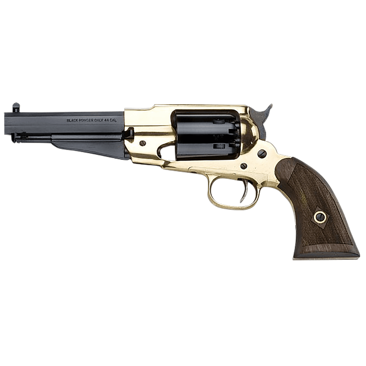 Pietta 1858 Remington Brass Sheriff .44 Caliber Revolver with 5.50" Blued Octagonal Steel Barrel - PF58BR44512 Pietta 1858 Remington Brass Sheriff .44 Caliber Revolver with 5.50" Blued Octagonal Steel Barrel - PF58BR44512
