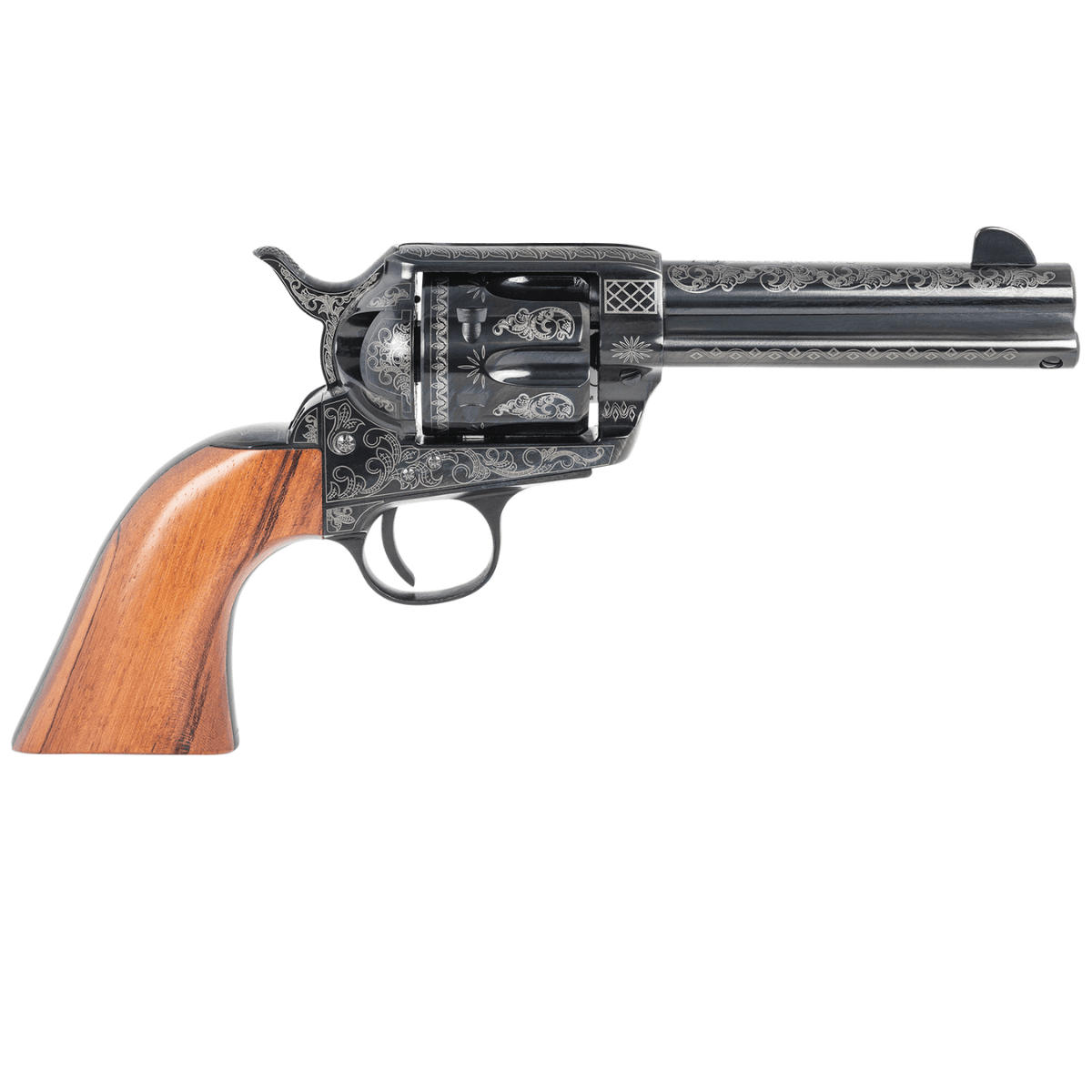 Pietta 1873 Great Western II Sports South Exclusive .45 Colt Revolver with 4.75" Blued Engraved Steel Barrel - HF45LLE434NMBW Pietta 1873 Great Western II Sports South Exclusive .45 Colt Revolver with 4.75" Blued Engraved Steel Barrel - HF45LLE434NMBW