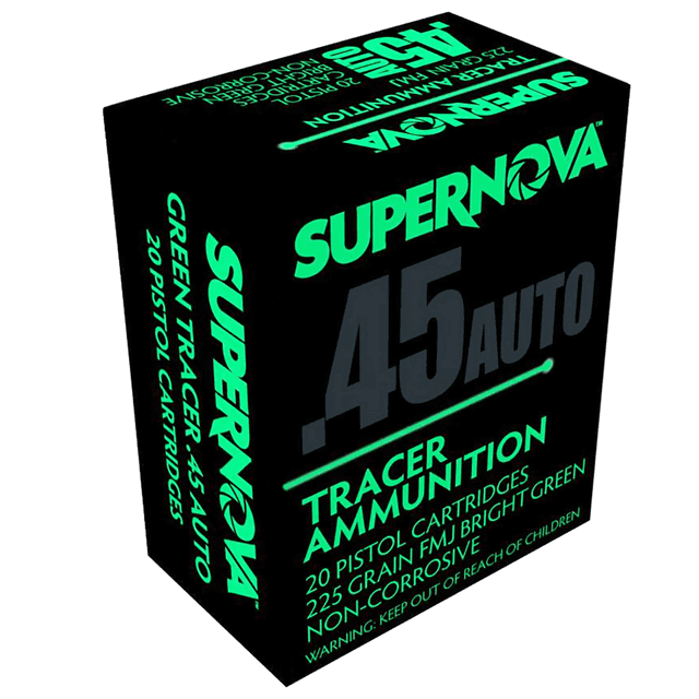Supernova 45 ACP Green Tracer Non Corrosive 225 gr Full Metal Jacket - PMSN45ACG Supernova 45 ACP Green Tracer Non Corrosive 225 gr Full Metal Jacket - PMSN45ACG