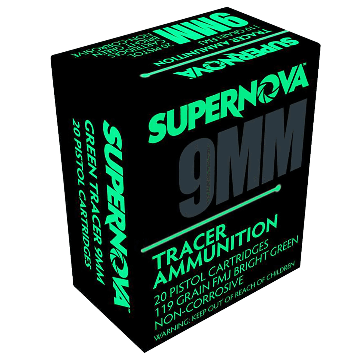 Supernova 9mm Luger 119 gr Full Metal Jacket Green Tracer Ammunition - PMSN9MMG Supernova 9mm Luger 119 gr Full Metal Jacket Green Tracer Ammunition - PMSN9MMG