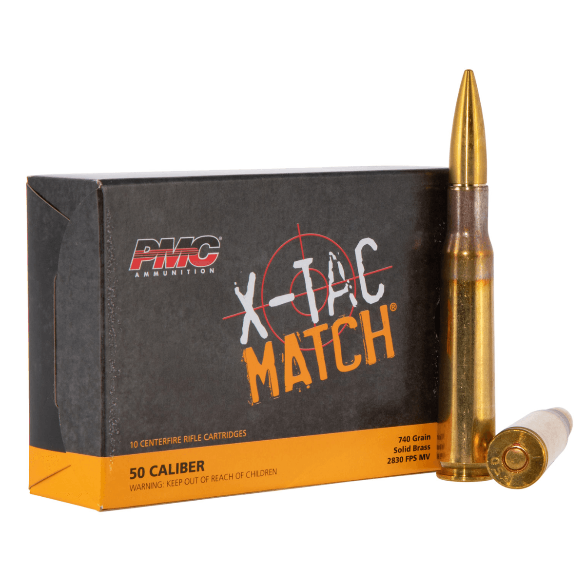 PMC X-Tac Match 50 BMG 740 gr Solid Brass Ammunition - 50XM PMC X-Tac Match 50 BMG 740 gr Solid Brass Ammunition - 50XM