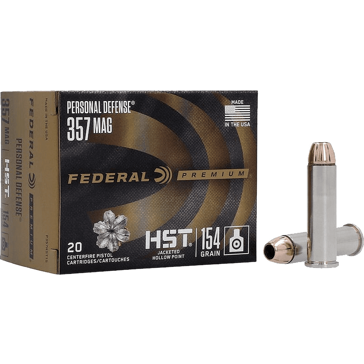 Federal P357HST1S Premium Personal Defense 357 Mag 154 gr HST Jacketed Hollow Point 20 Per Box Federal P357HST1S Premium Personal Defense 357 Mag 154 gr HST Jacketed Hollow Point 20 Per Box