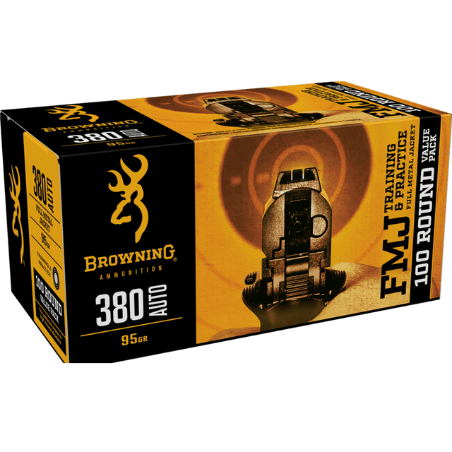 Browning FMJ Value Pack 380 Automatic, 95 grain - 100 Per Box - B191803804 Browning FMJ Value Pack 380 Automatic, 95 grain - 100 Per Box - B191803804