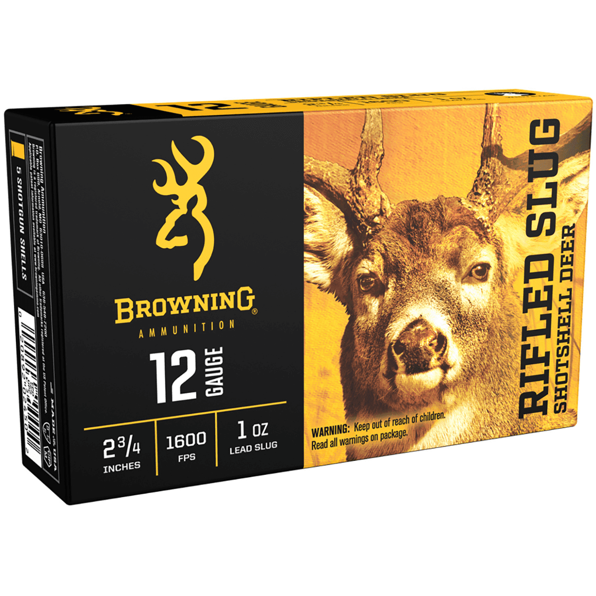 Browning Rifled Slug 12 Gauge, 2.75", 1 oz - 5 Per Box - B193121221 Browning Rifled Slug 12 Gauge, 2.75", 1 oz - 5 Per Box - B193121221
