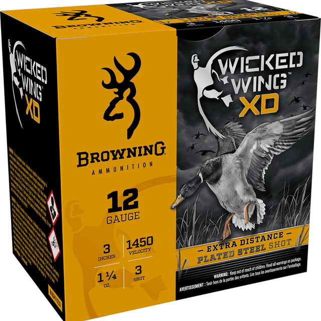 Browning Wicked Wing XD 12 Gauge, 3", 1 1/4 oz - 25 Per Box - B193411233 Browning Wicked Wing XD 12 Gauge, 3", 1 1/4 oz - 25 Per Box - B193411233