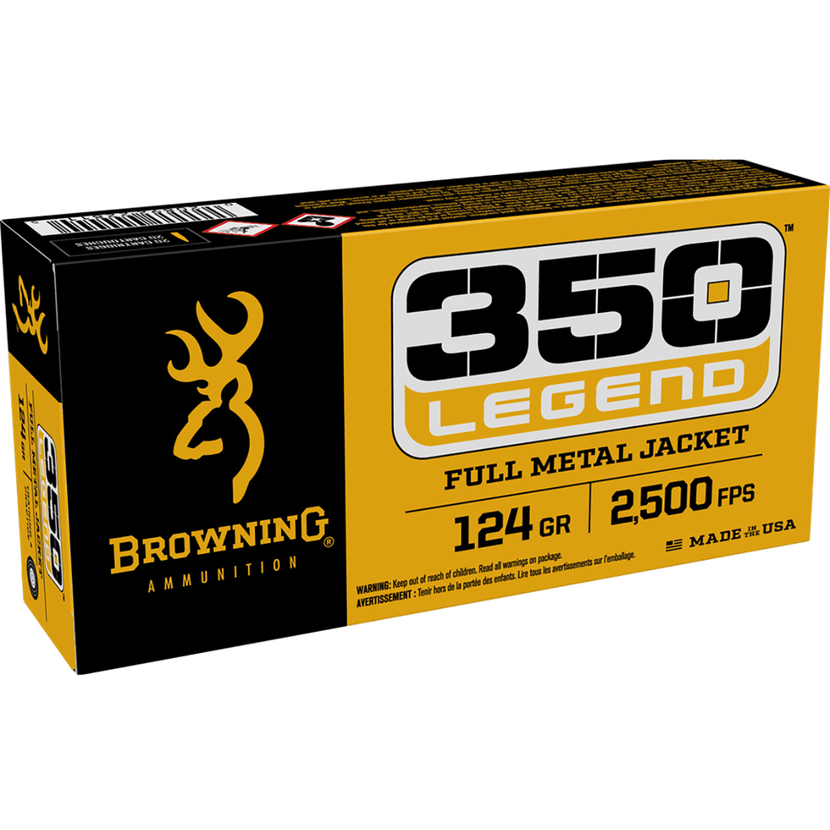 Browning FMJ 350 Legend, 124 grain - 20 Per Box - B192803501 Browning FMJ 350 Legend, 124 grain - 20 Per Box - B192803501