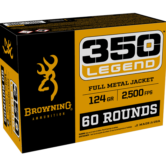 Browning FMJ 350 Legend, 124 grain - 60 Per Box - B192803502 Browning FMJ 350 Legend, 124 grain - 60 Per Box - B192803502