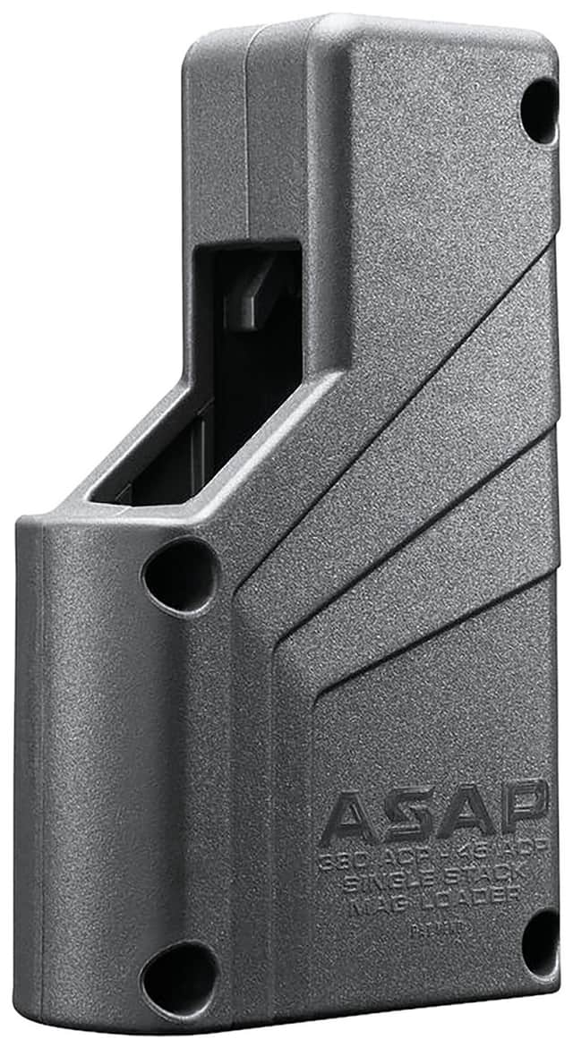 Butler Creek ASAP Universal Mag Loader Single Stack Style Black Polymer Fits 9mm - 45 ACP Caliber Pistols Mgazine Loader - BCA1XSML Butler Creek ASAP Universal Mag Loader Single Stack Style Black Polymer Fits 9mm - 45 ACP Caliber Pistols Mgazine Loader - BCA1XSML