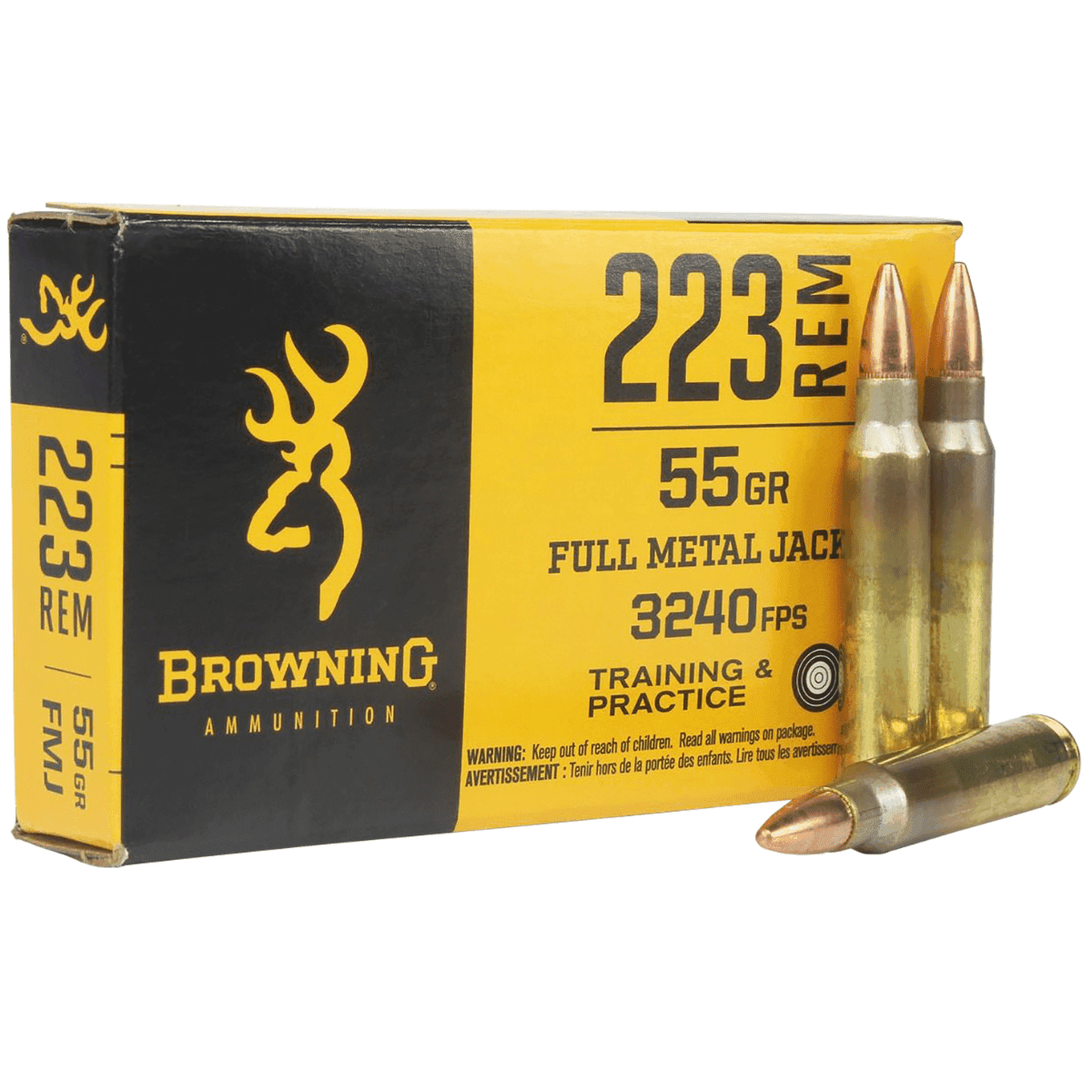 Browning FMJ 223 Rem, 55 grain - 20 Per Box - B192802231 Browning FMJ 223 Rem, 55 grain - 20 Per Box - B192802231