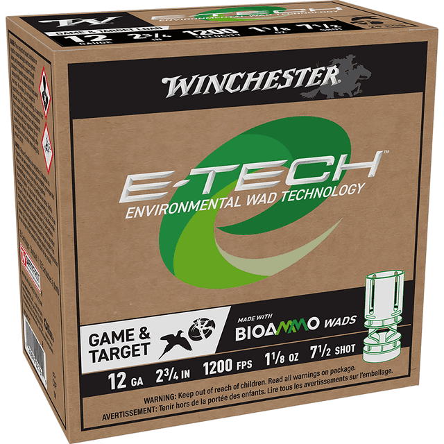 Winchester Ammo WCM127 E-Tech 12 Gauge 2.75" 1 1/8 oz 7.5 Shot 25 Per Box Winchester Ammo WCM127 E-Tech 12 Gauge 2.75" 1 1/8 oz 7.5 Shot 25 Per Box