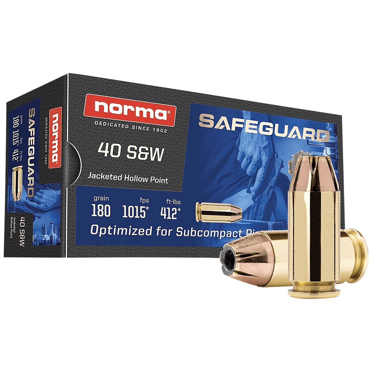 Norma Ammunition 801407727 Safeguard 40 S&W 180 gr Jacketed Hollow Point 50 Per Box Norma Ammunition 801407727 Safeguard 40 S&W 180 gr Jacketed Hollow Point 50 Per Box