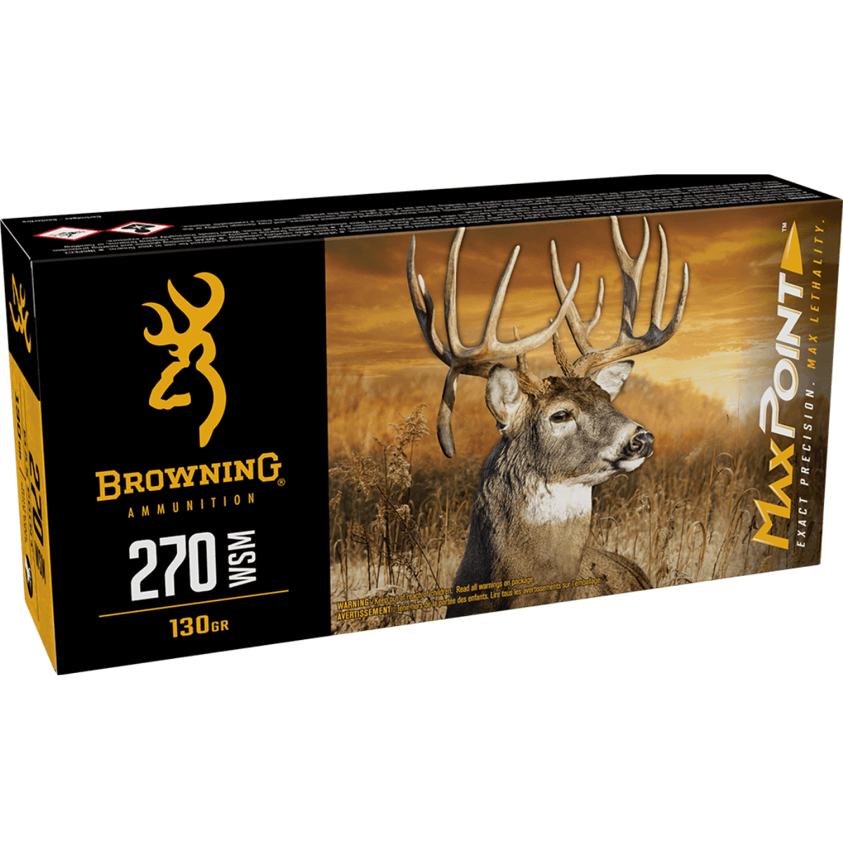 Browning Max Point 270 WSM, 130 grain - 20 Per Box - B192127002 Browning Max Point 270 WSM, 130 grain - 20 Per Box - B192127002