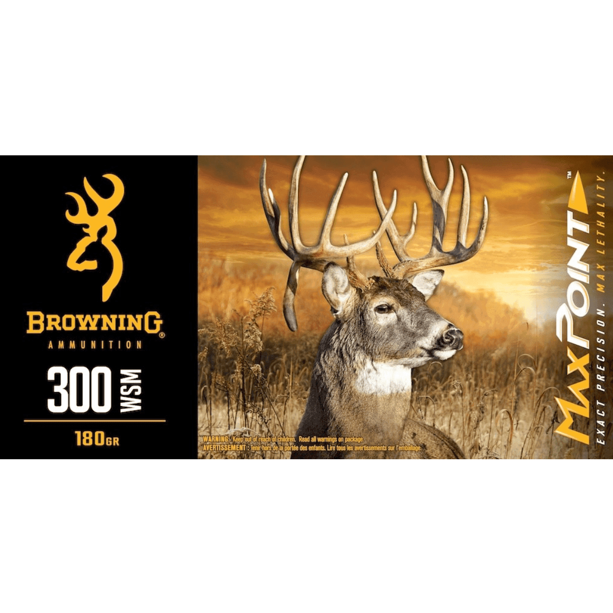 Browning Max Point 300 WSM, 180 grain - 20 Per Box - B192130002 Browning Max Point 300 WSM, 180 grain - 20 Per Box - B192130002