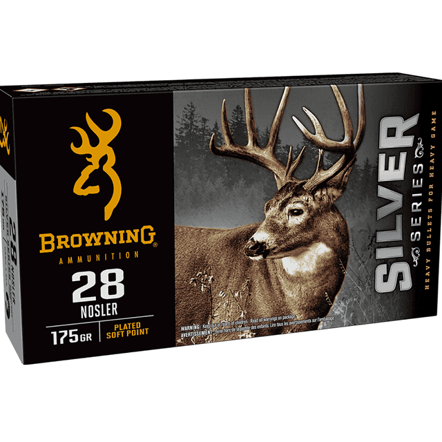 Browning Silver 28 Nosler, 175 grain - 20 Per Box - B192600281 Browning Silver 28 Nosler, 175 grain - 20 Per Box - B192600281