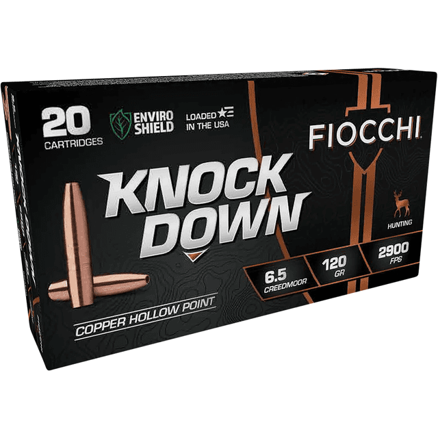 Fiocchi 65CMCHA Knock Down Enviro Shield 6.5 Creedmoor 120 gr Hollow Point 20 Per Box Fiocchi 65CMCHA Knock Down Enviro Shield 6.5 Creedmoor 120 gr Hollow Point 20 Per Box