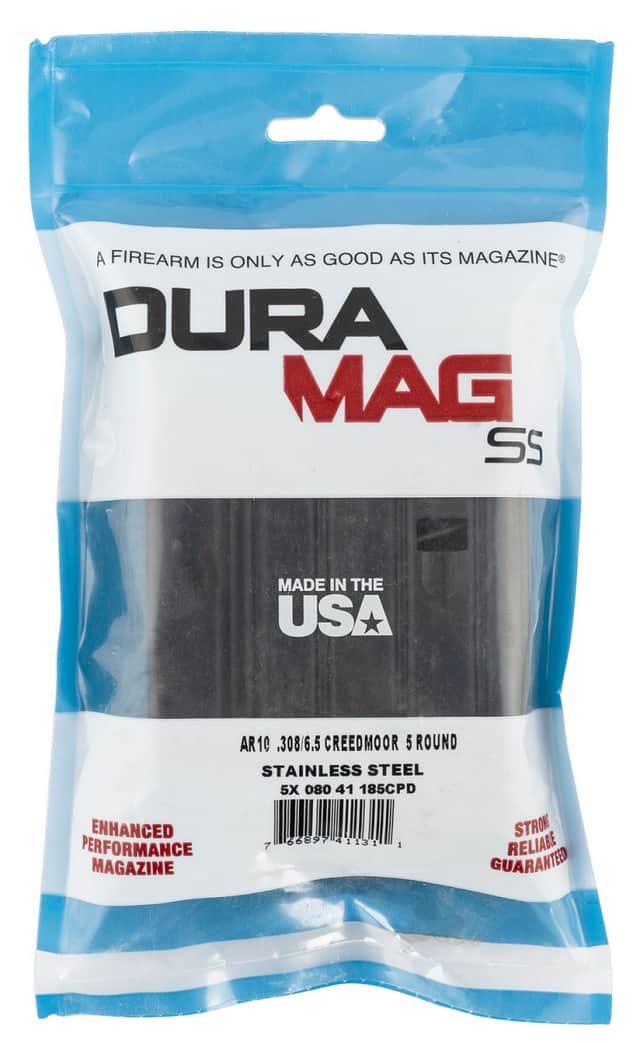 DuraMag SS SR25 Pattern 5rd 7.62x51mm NATO Caliber for AR-10 Black w/ Black Follower Detachable Magazine - 5X08041185CPD DuraMag SS SR25 Pattern 5rd 7.62x51mm NATO Caliber for AR-10 Black w/ Black Follower Detachable Magazine - 5X08041185CPD