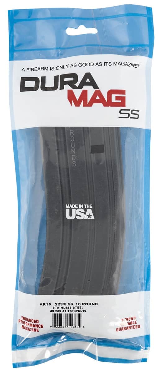 DuraMag SS 10rd 223 Rem/5.56x45mm Caliber NATO for AR-15 Black w/ Orange Follower Detachable Magazine - 3023041178CPDL10 DuraMag SS 10rd 223 Rem/5.56x45mm Caliber NATO for AR-15 Black w/ Orange Follower Detachable Magazine - 3023041178CPDL10