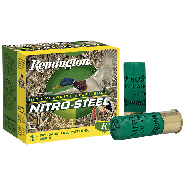 Remington Ammunition 20803 Nitro-Steel High Velocity 12 Gauge 2.75" 1 1/8 oz 4 Shot 25 Per Box Remington Ammunition 20803 Nitro-Steel High Velocity 12 Gauge 2.75" 1 1/8 oz 4 Shot 25 Per Box