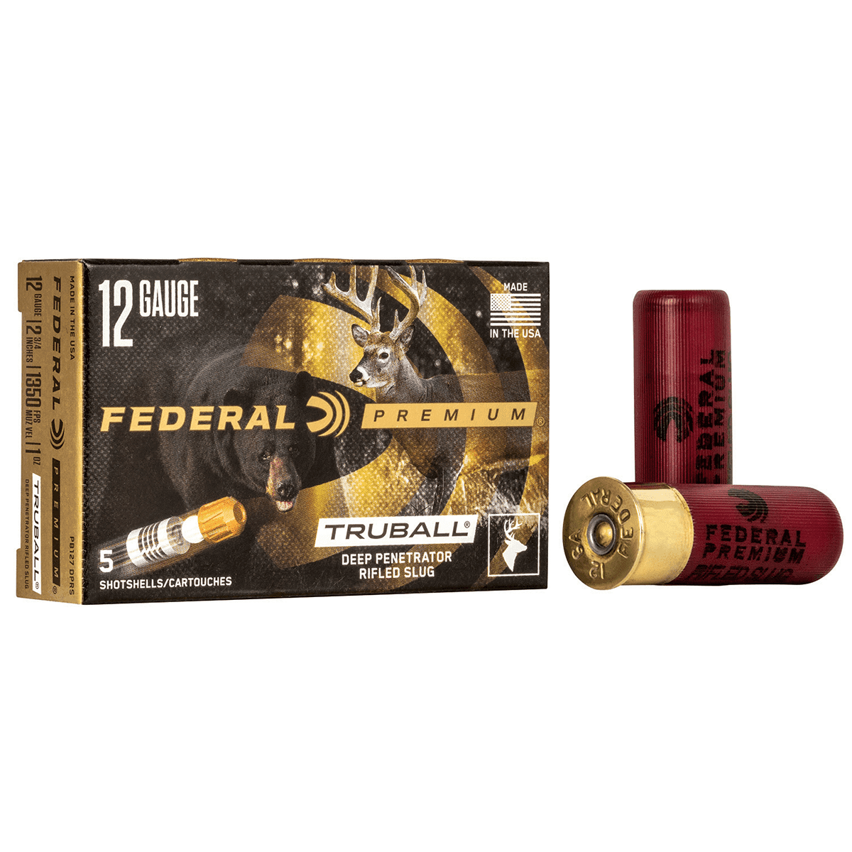 Federal Deep Penetrator 12-Gauge 2.75" 1 oz Rifled Slug 1775 ft lbs Federal Deep Penetrator 12-Gauge 2.75" 1 oz Rifled Slug 1775 ft lbs
