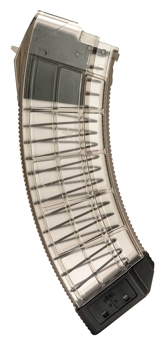 US Palm Standard 30rd 7.62x39mm Caliber Fits AK-47 Clear w/ Black Floor Plate Magazine - MA1120A US Palm Standard 30rd 7.62x39mm Caliber Fits AK-47 Clear w/ Black Floor Plate Magazine - MA1120A