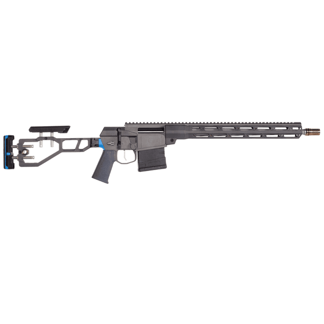Q LLC The Fix 308 Win Rifle with 16" Tapered Barrel, Gray with Blue Accents, Fully Adjustable Folding Stock - FIX30816INBLU Q LLC The Fix 308 Win Rifle with 16" Tapered Barrel, Gray with Blue Accents, Fully Adjustable Folding Stock - FIX30816INBLU