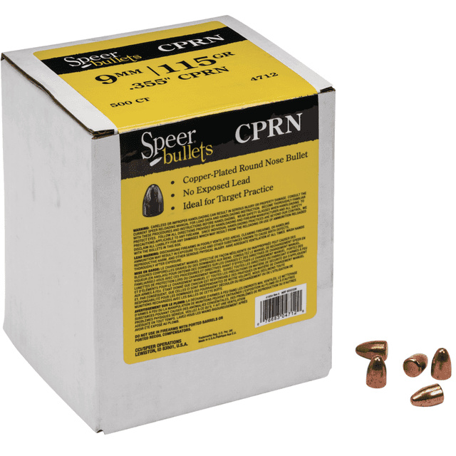Speer 4712 Handgun 9mm .355 115 gr Round Nose 500 Per Box Speer 4712 Handgun 9mm .355 115 gr Round Nose 500 Per Box