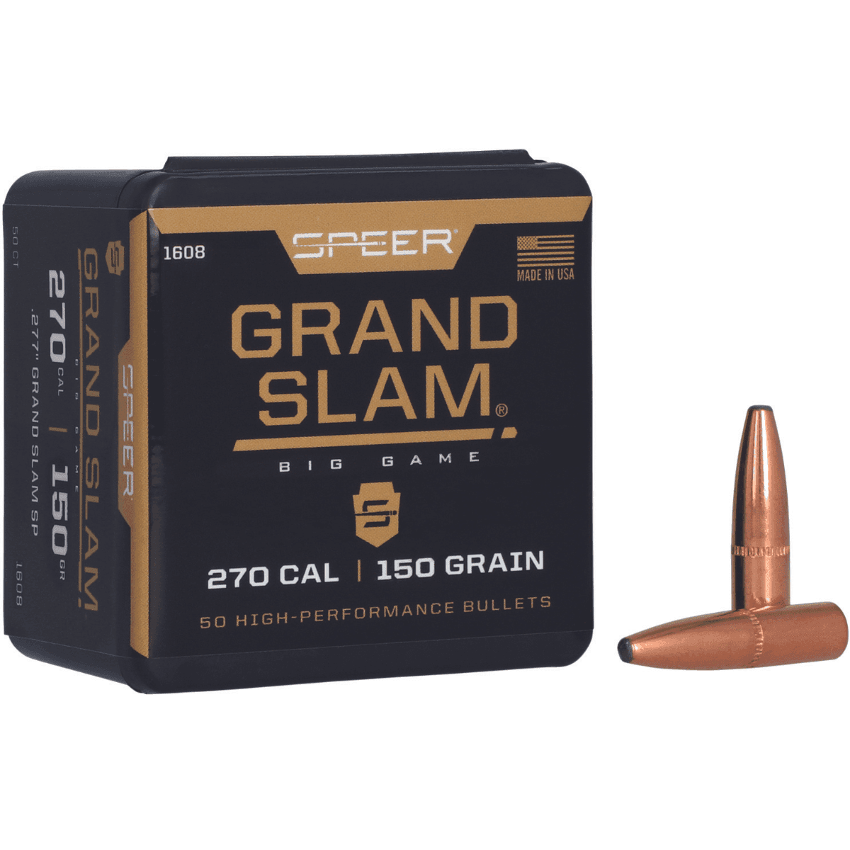 Speer Grand Slam 270 Cal, .277, 150 grain - 50 Per Box - 1608 Speer Grand Slam 270 Cal, .277, 150 grain - 50 Per Box - 1608