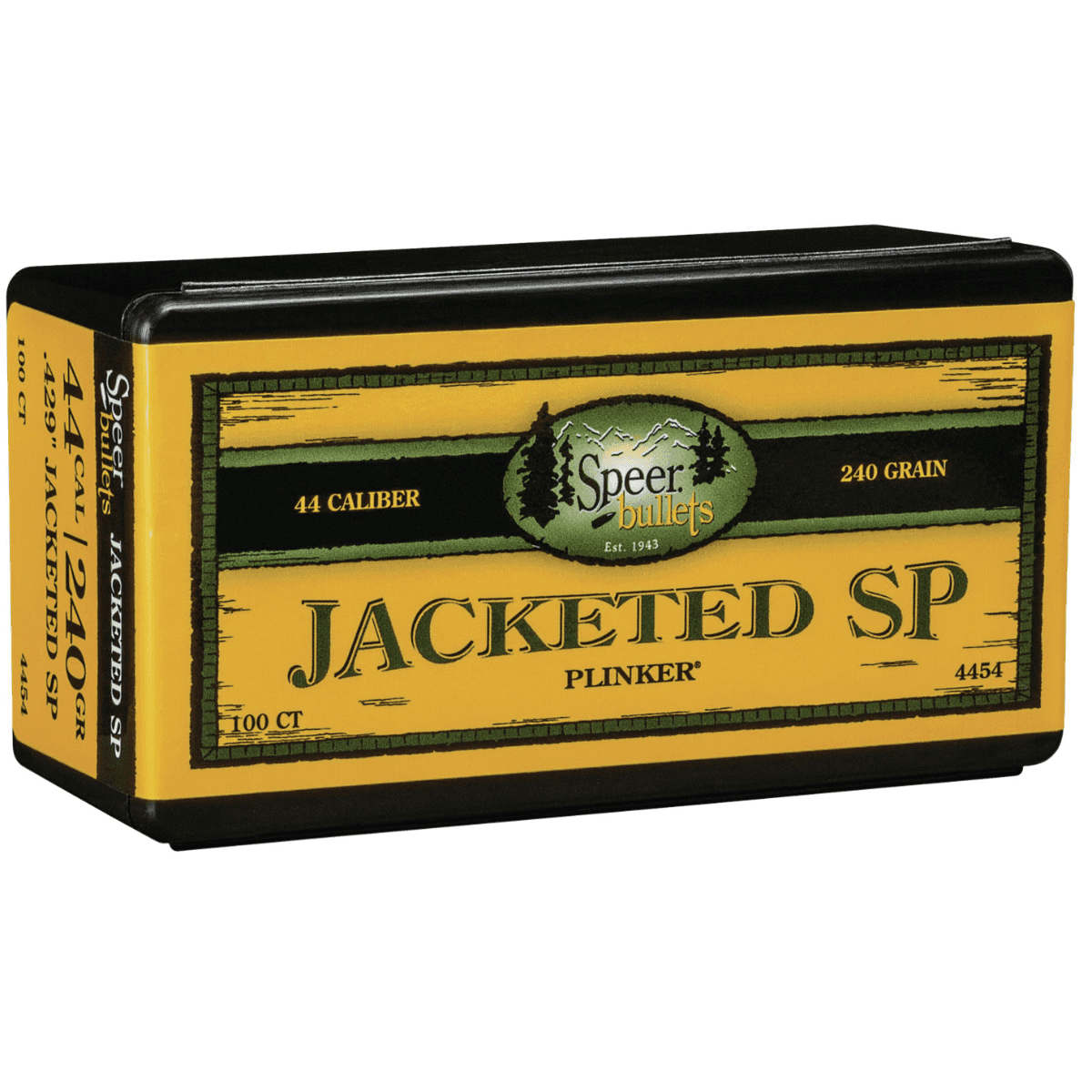 Speer Jacketed SP Handgun 44 Cal, .429, 240 grain - 100 Per Box - 4454 Speer Jacketed SP Handgun 44 Cal, .429, 240 grain - 100 Per Box - 4454