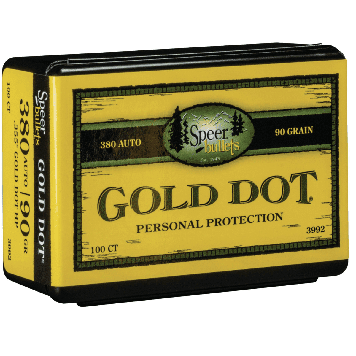 Speer Gold Dot Personal Protection 9mm, .355, 90 grain - 100 Box - 3992 Speer Gold Dot Personal Protection 9mm, .355, 90 grain - 100 Box - 3992