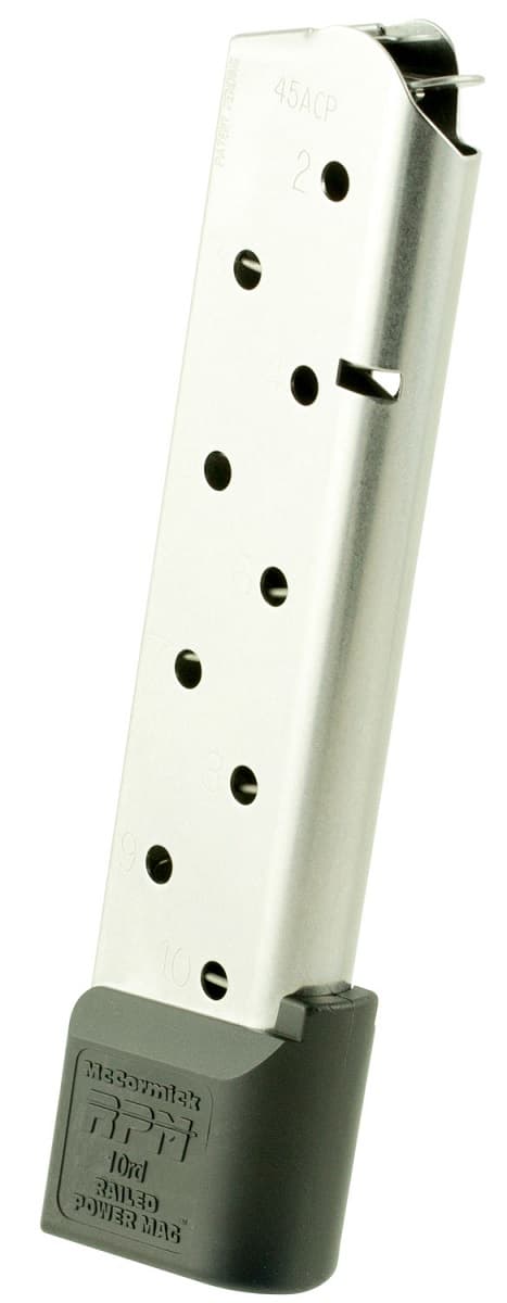 CMC Products Power Mag Railed 10rd 45 ACP Caliber Fits 1911 Government Stainless Steel w/ Black Base Pad Magazine - 17150 CMC Products Power Mag Railed 10rd 45 ACP Caliber Fits 1911 Government Stainless Steel w/ Black Base Pad Magazine - 17150