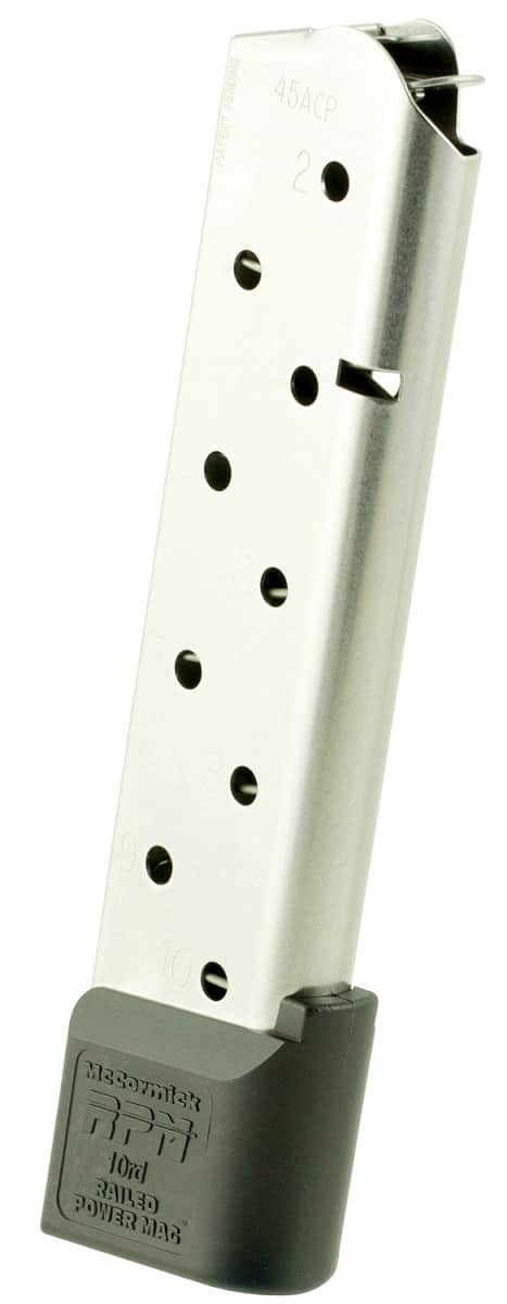 CMC Products Power Mag Railed 10rd 45 ACP Caliber Fits 1911 Government Stainless Steel w/ Black Base Pad Magazine - 17150 CMC Products Power Mag Railed 10rd 45 ACP Caliber Fits 1911 Government Stainless Steel w/ Black Base Pad Magazine - 17150