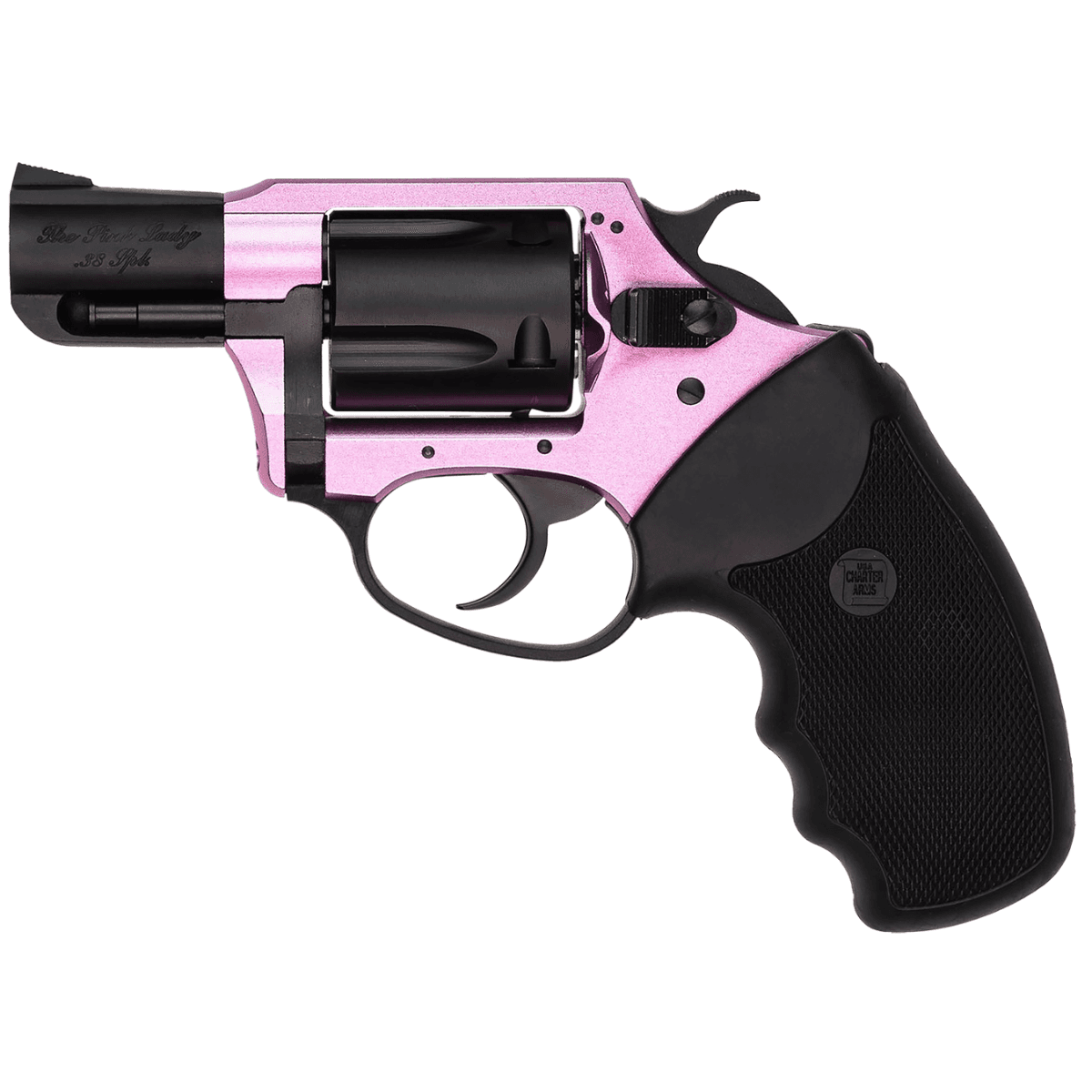 Charter Arms Pink Lady 38 Special with 2" Black Steel Barrel, Black Cylinder, and Black/Pink Aluminum Frame - 53835 Charter Arms Pink Lady 38 Special with 2" Black Steel Barrel, Black Cylinder, and Black/Pink Aluminum Frame - 53835