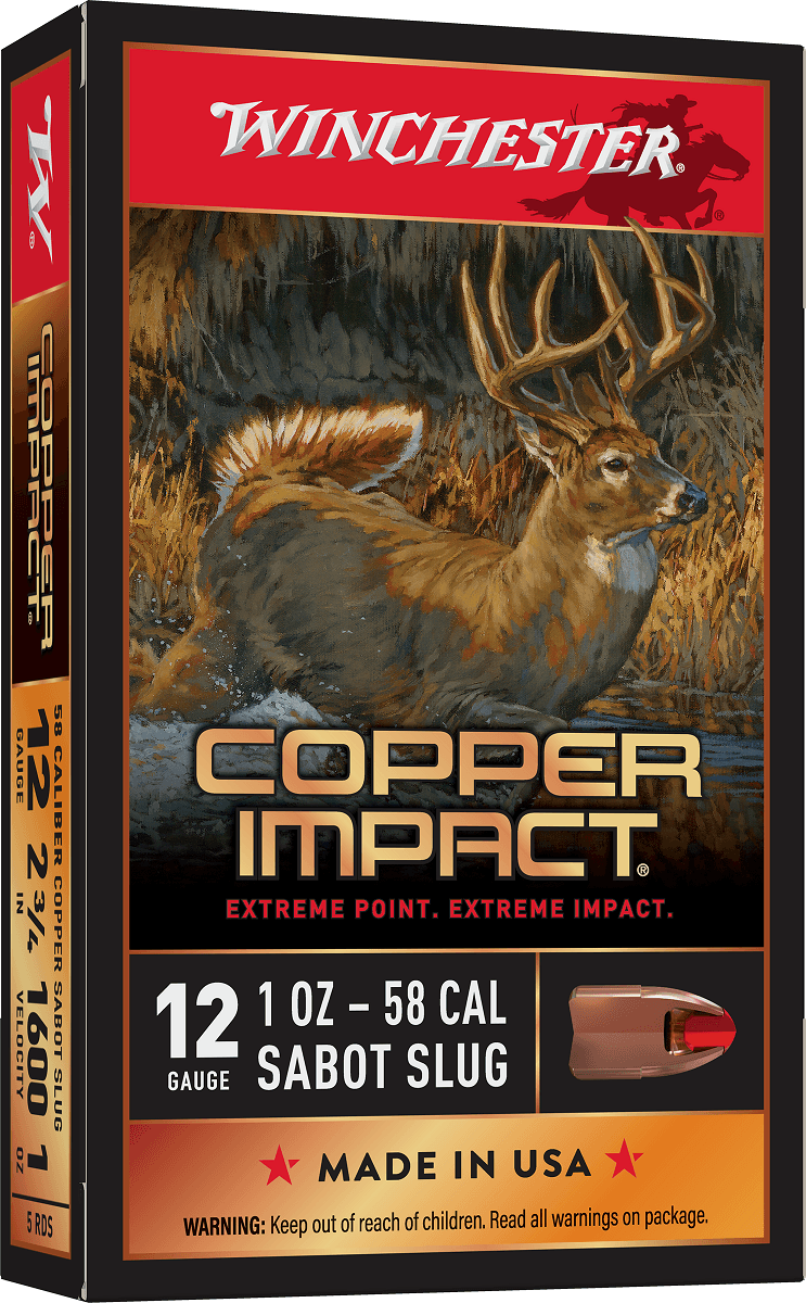 Winchester Ammo Copper Impact 12 Gauge 2.75" 1 oz Sabot Slug Shot - X12CLF Winchester Ammo Copper Impact 12 Gauge 2.75" 1 oz Sabot Slug Shot - X12CLF