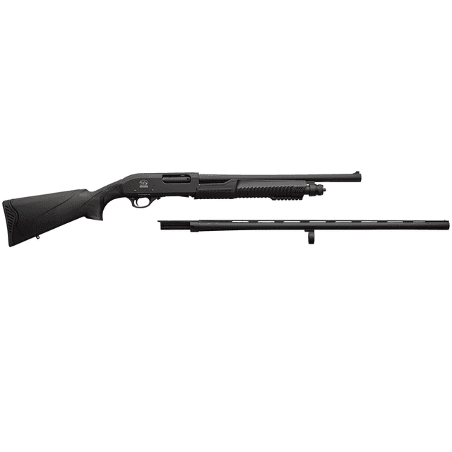 Chiappa Firearms 301 Field/Tactical Full Size 12 Gauge Pump Shotgun with 18.50/28" Black Steel Vent Rib Barrel, Black Aluminum Receiver, and Black Synthetic Stock - 930.374 Chiappa Firearms 301 Field/Tactical Full Size 12 Gauge Pump Shotgun with 18.50/28" Black Steel Vent Rib Barrel, Black Aluminum Receiver, and Black Synthetic Stock - 930.374