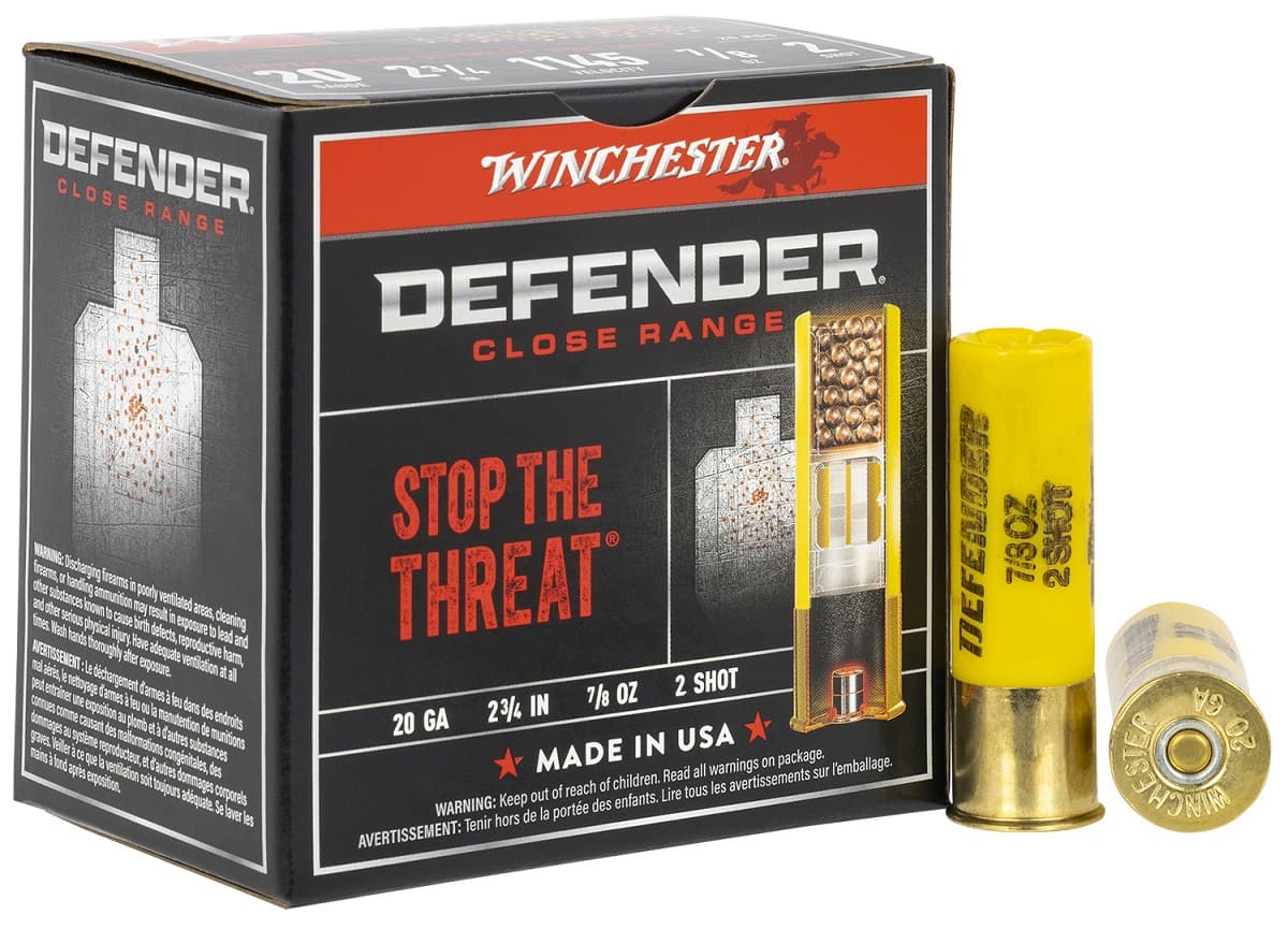 Winchester Ammo Defender 20 Gauge 2.75" 7/8 oz 2 Shot - S202PD25 Winchester Ammo Defender 20 Gauge 2.75" 7/8 oz 2 Shot - S202PD25
