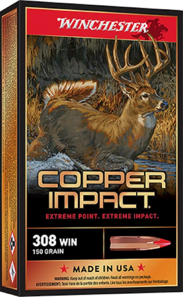 Winchester Ammo Copper Impact 308 Win 150 gr Copper Extreme Point Lead Free - X308CLF Winchester Ammo Copper Impact 308 Win 150 gr Copper Extreme Point Lead Free - X308CLF