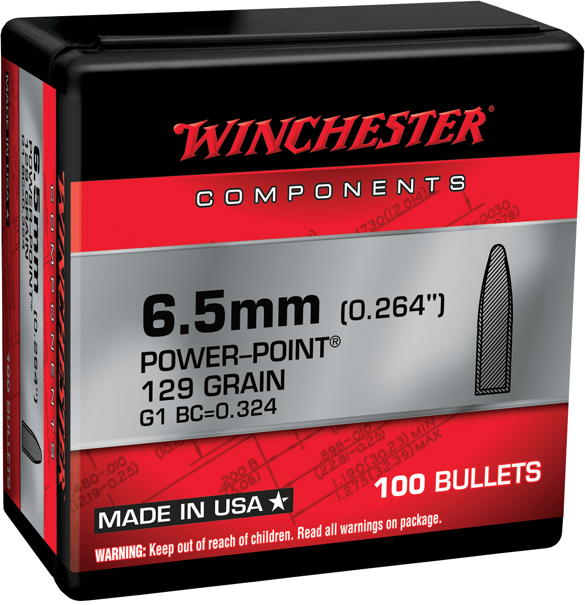 Winchester Ammo Power-Point 6.5 Creedmoor 129 gr - WB65PP129X Winchester Ammo Power-Point 6.5 Creedmoor 129 gr - WB65PP129X
