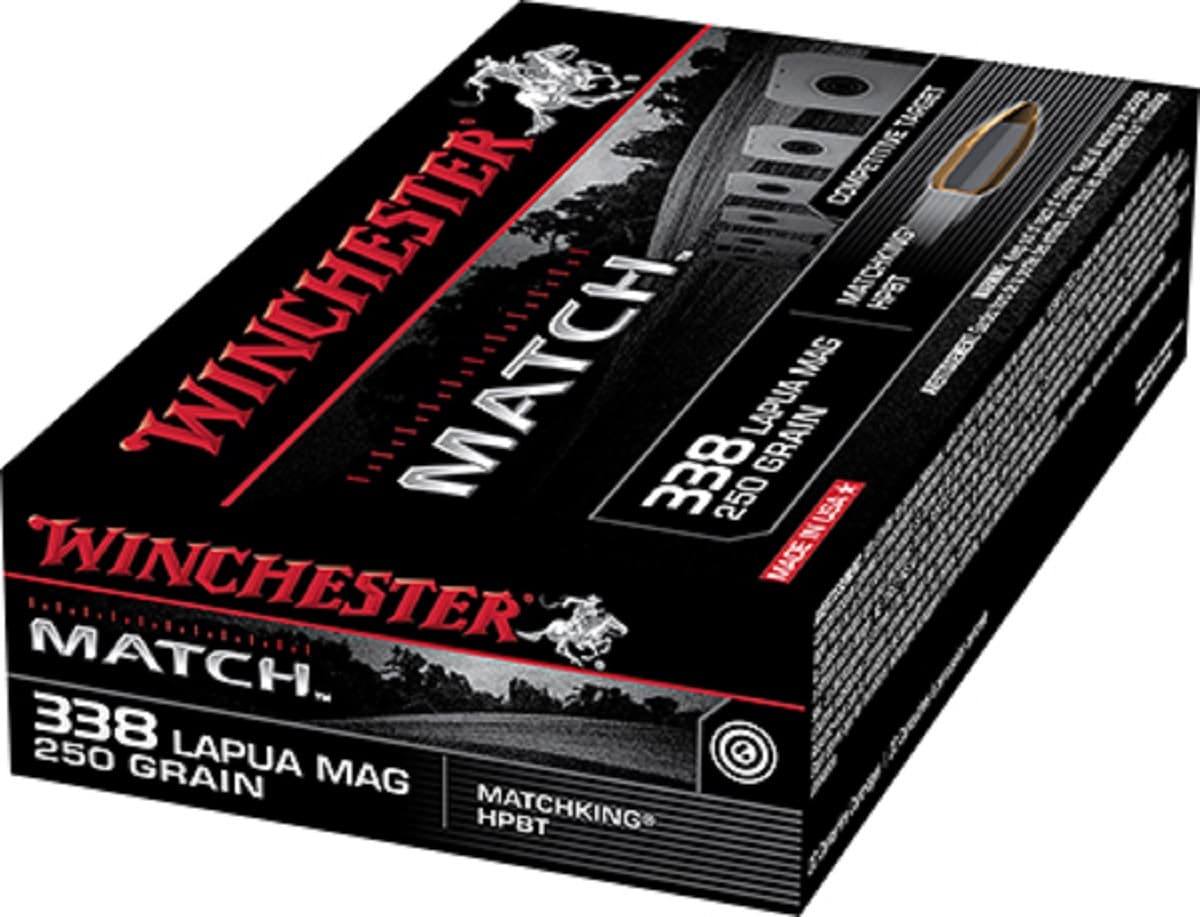 Winchester Ammo Match 338 Lapua Mag 250 gr Sierra MatchKing BTHP - S338LM Winchester Ammo Match 338 Lapua Mag 250 gr Sierra MatchKing BTHP - S338LM