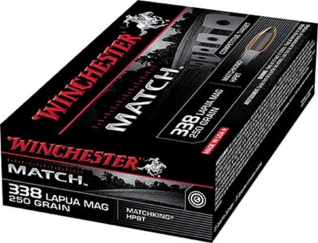 Winchester Ammo Match 338 Lapua Mag 250 gr Sierra MatchKing BTHP - S338LM Winchester Ammo Match 338 Lapua Mag 250 gr Sierra MatchKing BTHP - S338LM