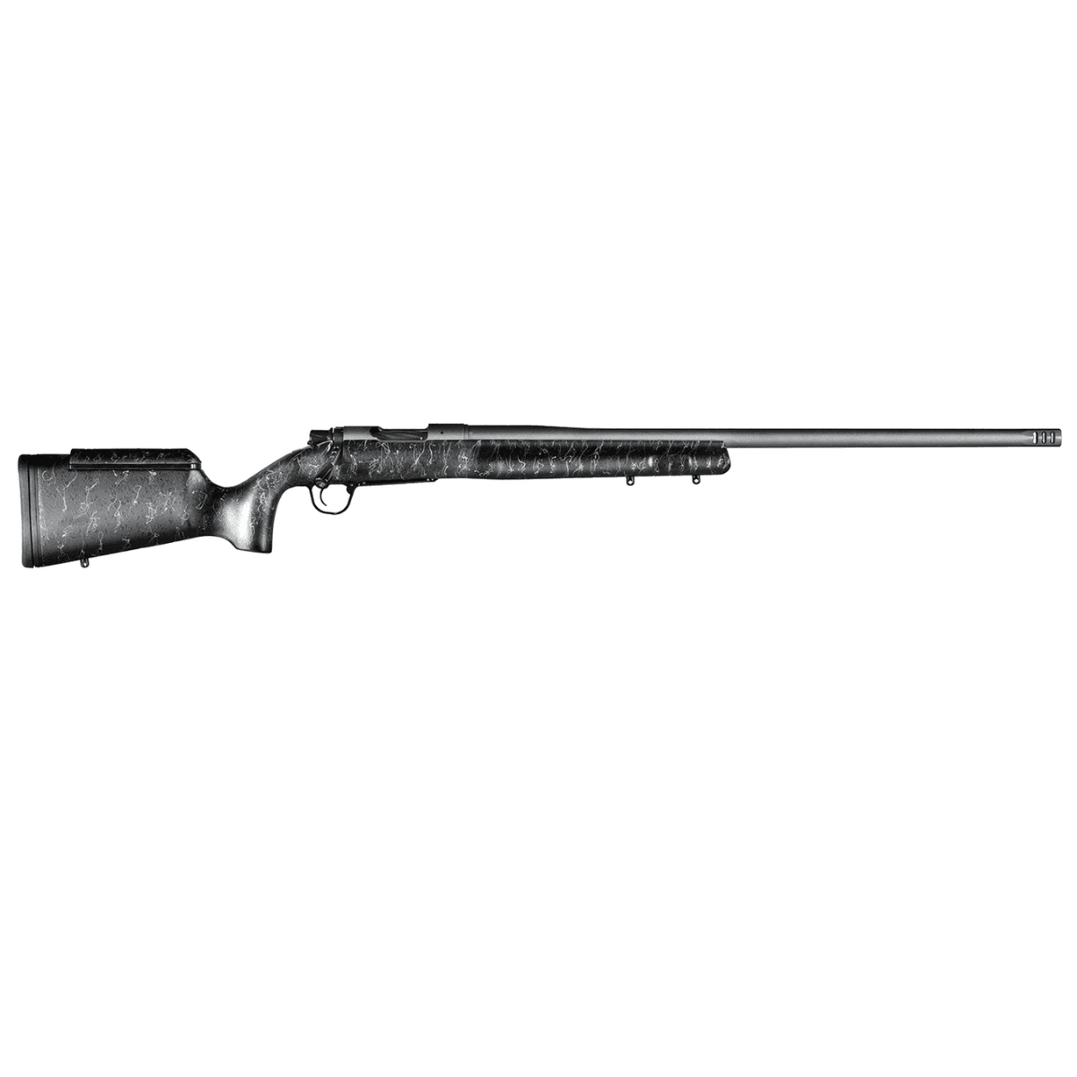 Christensen Arms Mesa Long Range Full Size 6.5 PRC Rifle with 26" Tungsten Gray Cerakote Barrel, Black w/Gray Webbing Fixed Long Range Stock - 8010201100 Christensen Arms Mesa Long Range Full Size 6.5 PRC Rifle with 26" Tungsten Gray Cerakote Barrel, Black w/Gray Webbing Fixed Long Range Stock - 8010201100